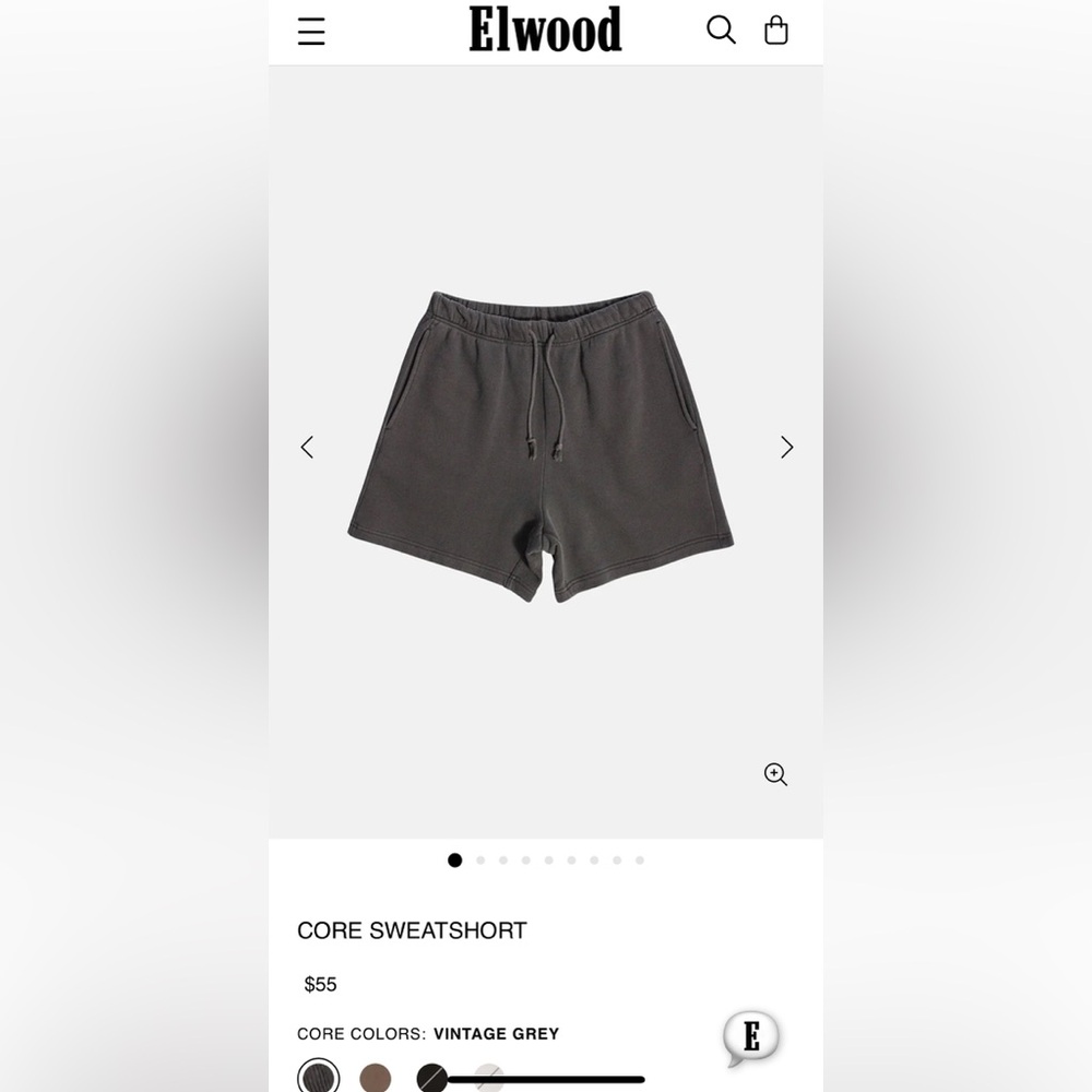 Elwood CORE SWEATSHORT × 1
VINTAGE GREY /